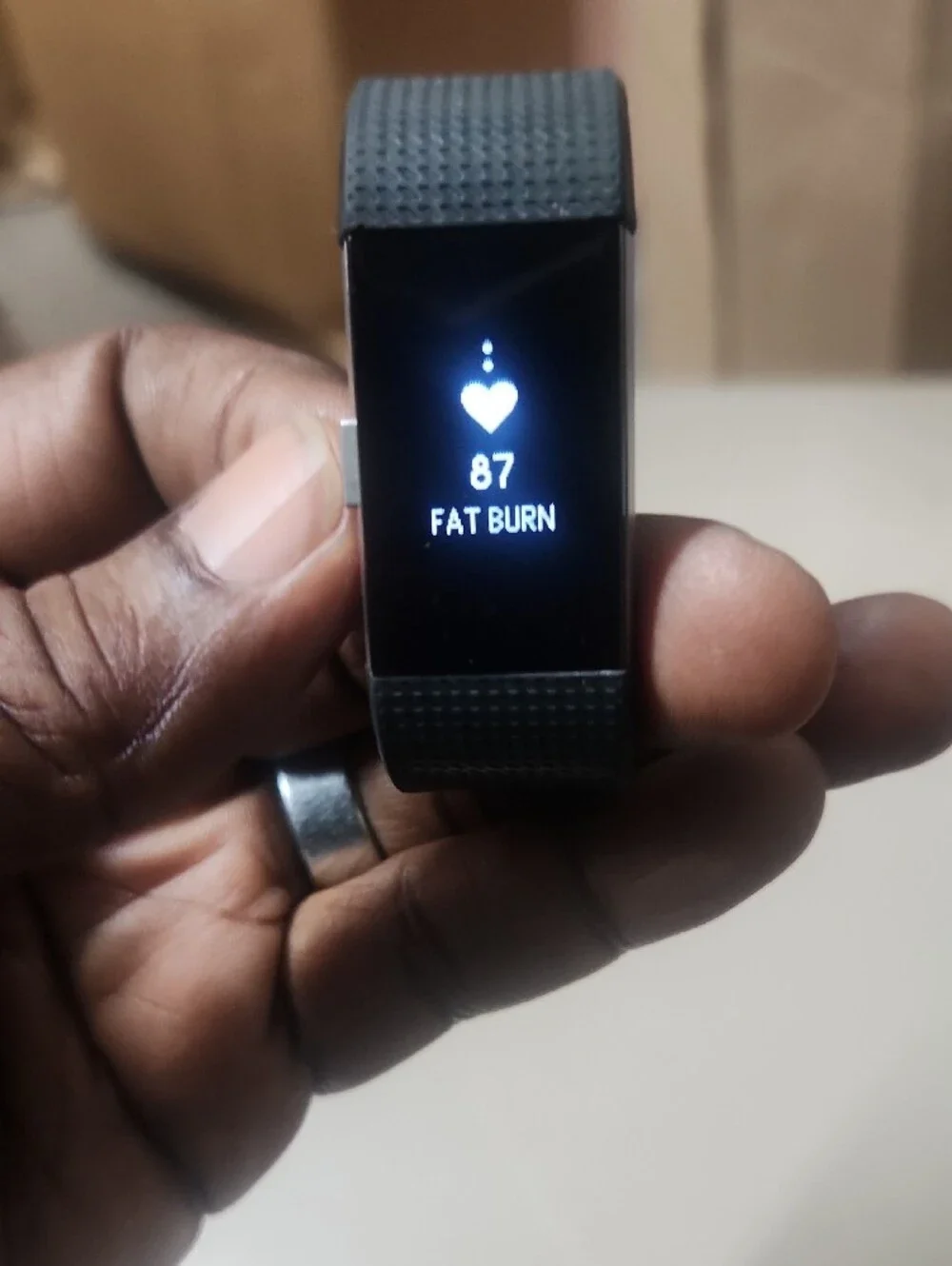 Black Fitness Smartwatch with Textured Silicone Band